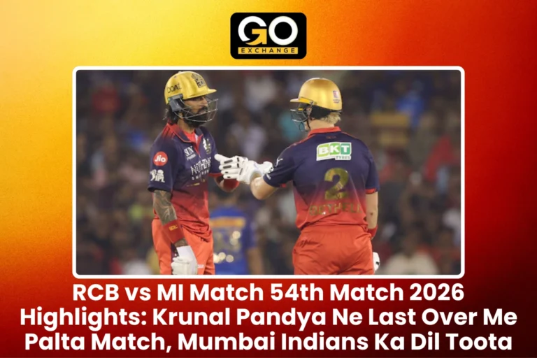 RCB vs MI Match 54th Match 2026 Highlights Krunal Pandya Ne Last Over Me Palta Match, Mumbai Indians Ka Dil Toota