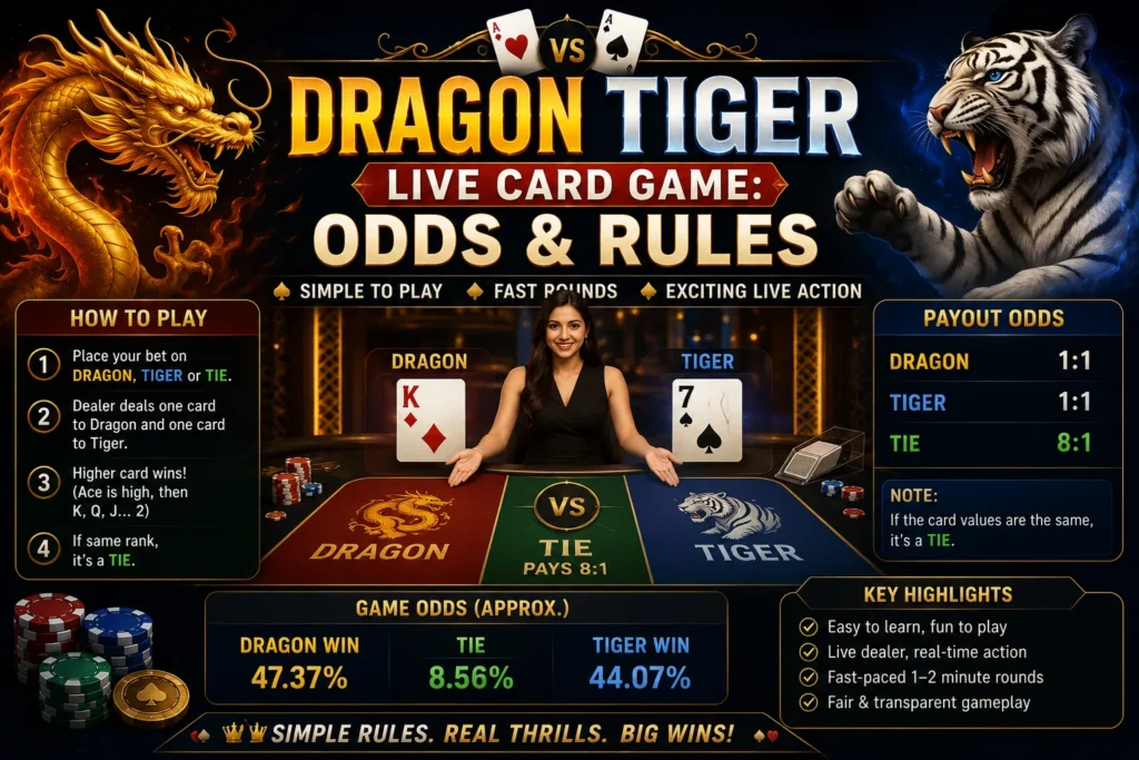 Dragon Tiger Live Card Game Rules, Odds & Strategy Guide 2026