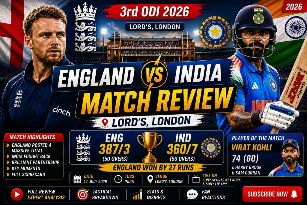 England vs India 3rd ODI 2026