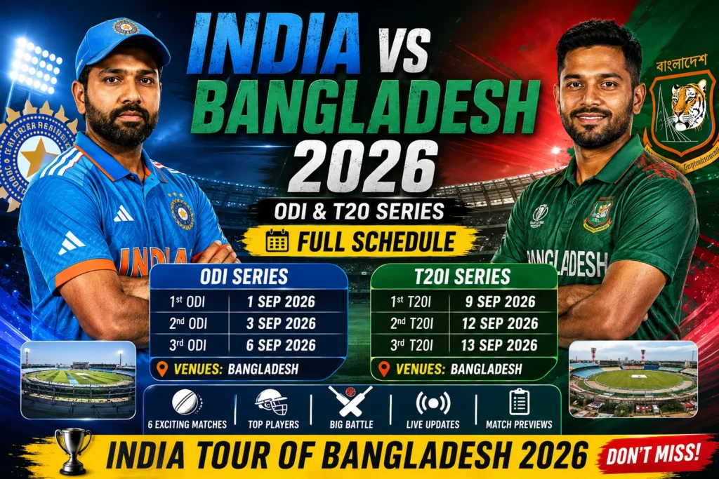 India vs Bangladesh 2026 ODI & T20 Series Schedule